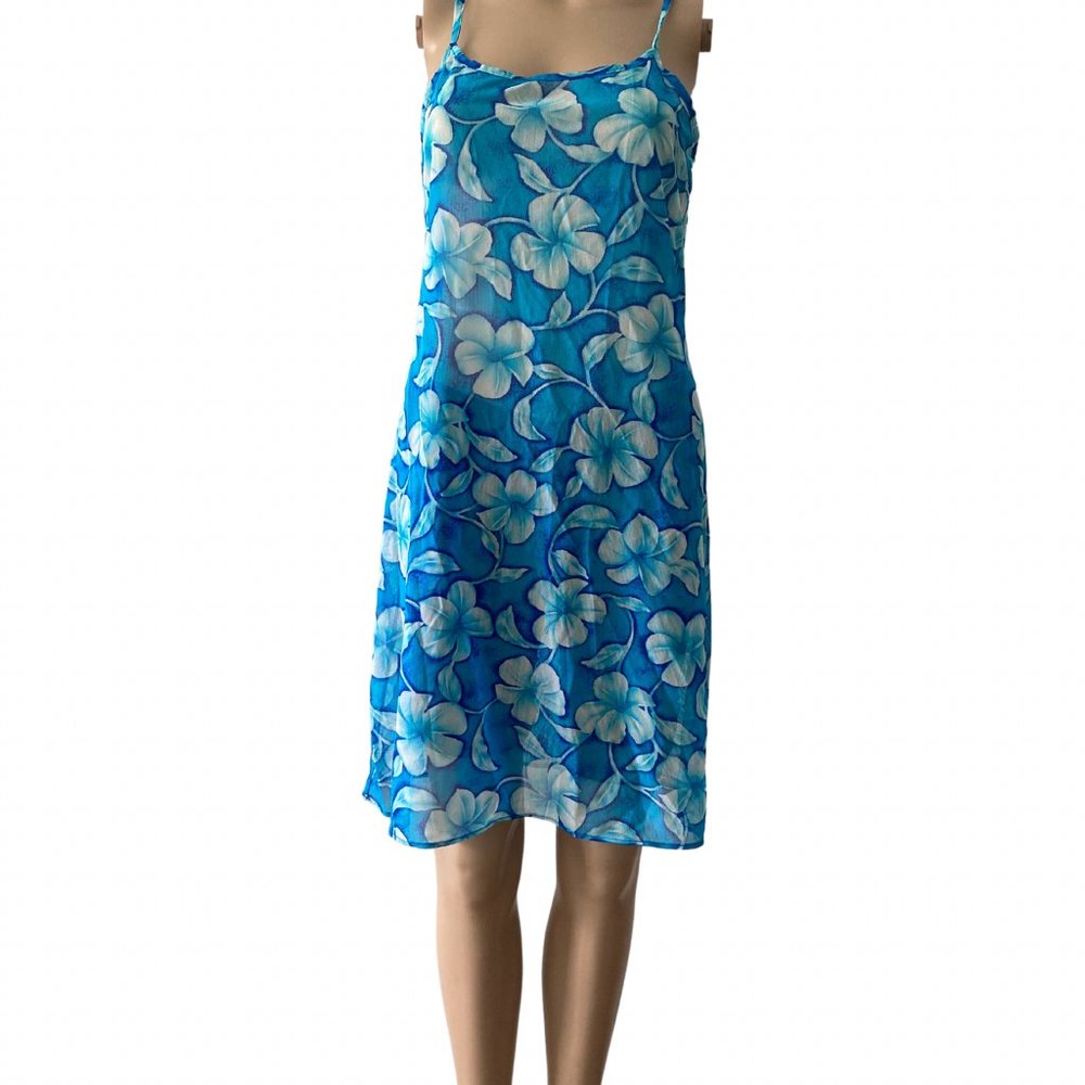 Sessa Blue Sheer Hibiscus Beach Cover Made In Usa Size M